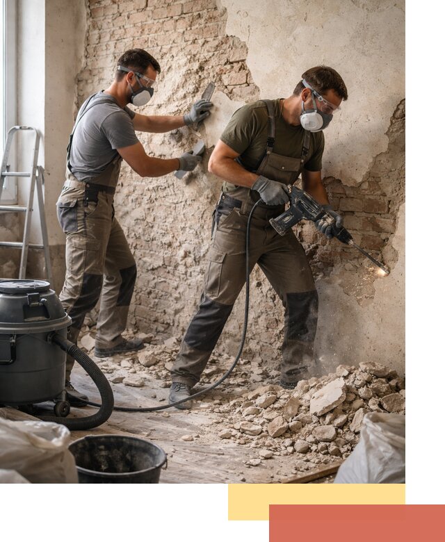 Демонтаж штукатурки со стен в Волхове быстро и аккуратно