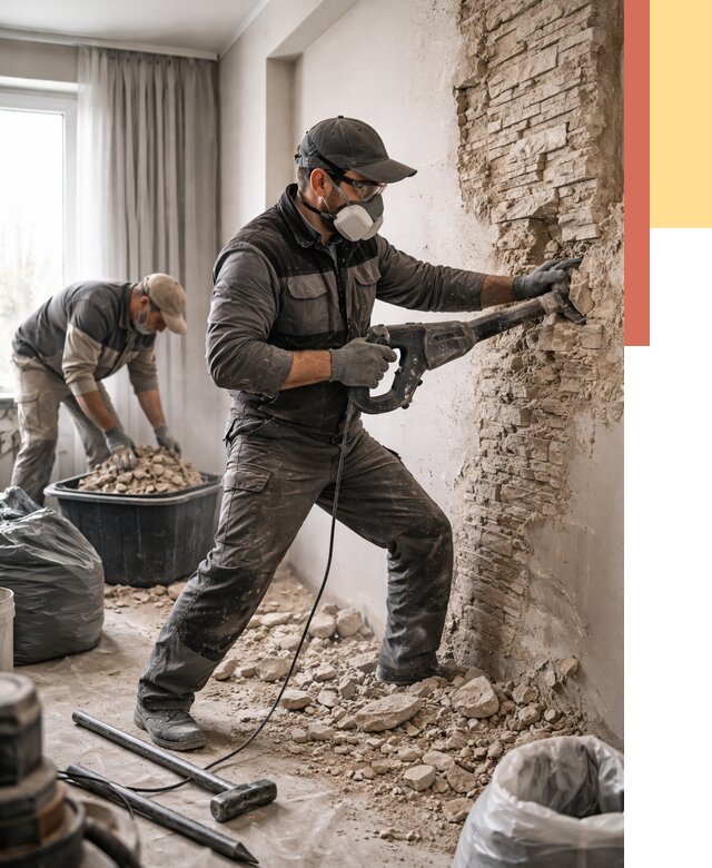 Демонтаж декоративного камня в Волхове от 1518 руб/м² — быстро и недорого | ОТДЕЛОЧНИК-Влх