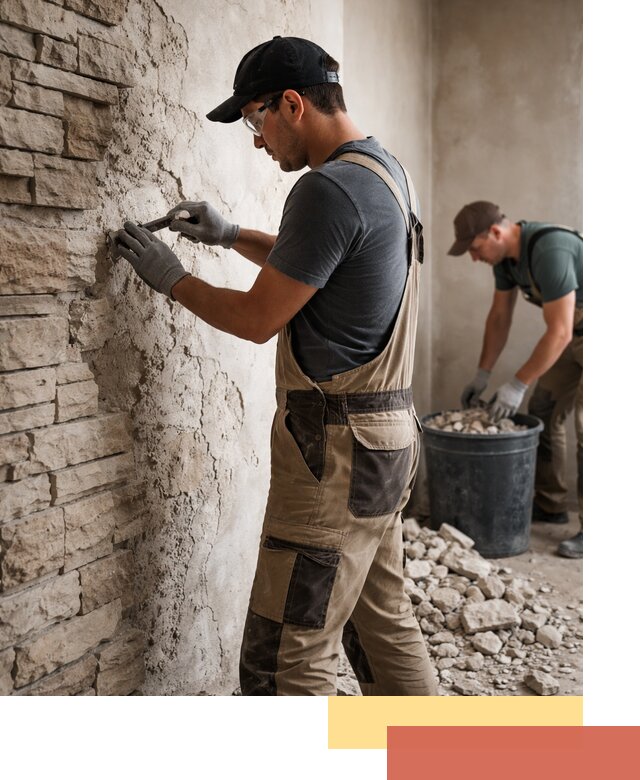 Демонтаж декоративного камня в Волхове профессионально и безопасно