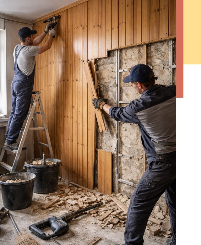 Демонтаж вагонки со стен в Волхове от 1518 руб. — снятие, удаление, срочно | ОТДЕЛОЧНИК-Влх