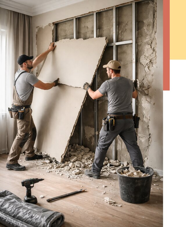 Демонтаж гипсокартона со стен в Волхове от 366 руб. — услуги демонтажа | ОТДЕЛОЧНИК-Влх