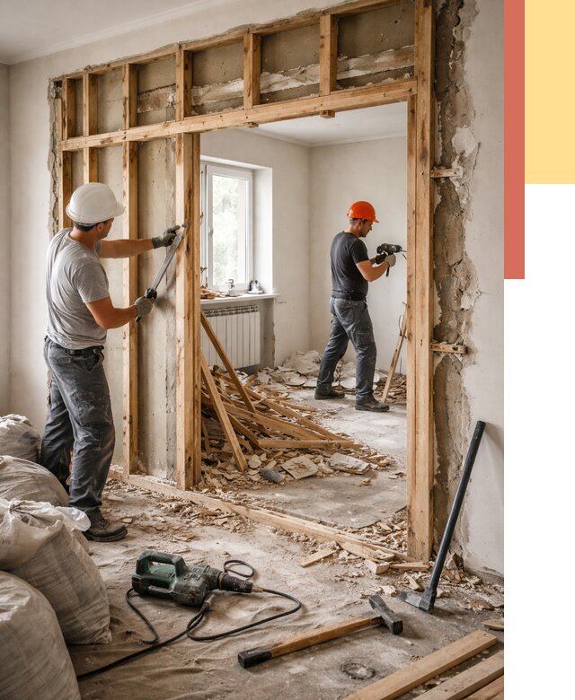 Демонтаж деревянных перегородок в Волхове от 3350 руб. — быстро и недорого | ОТДЕЛОЧНИК-Влх