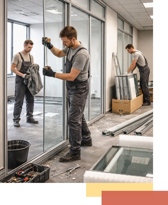 Демонтаж стеклянных перегородок в Волхове быстро и безопасно