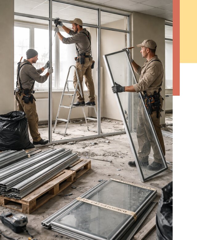 Демонтаж алюминиевых перегородок в Волхове от 4397 руб. — быстро и недорого | ОТДЕЛОЧНИК-Влх