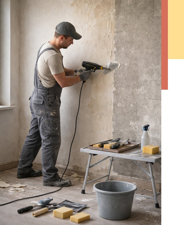 Очистка стен от клея в Волхове от 1937 руб. — снятие и удаление клея со стен | ОТДЕЛОЧНИК-Влх