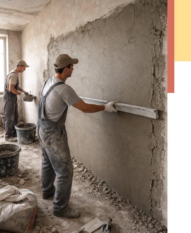 Цементная штукатурка стен в Волхове от 4711 руб/м2 — быстро и недорого | ОТДЕЛОЧНИК-Влх