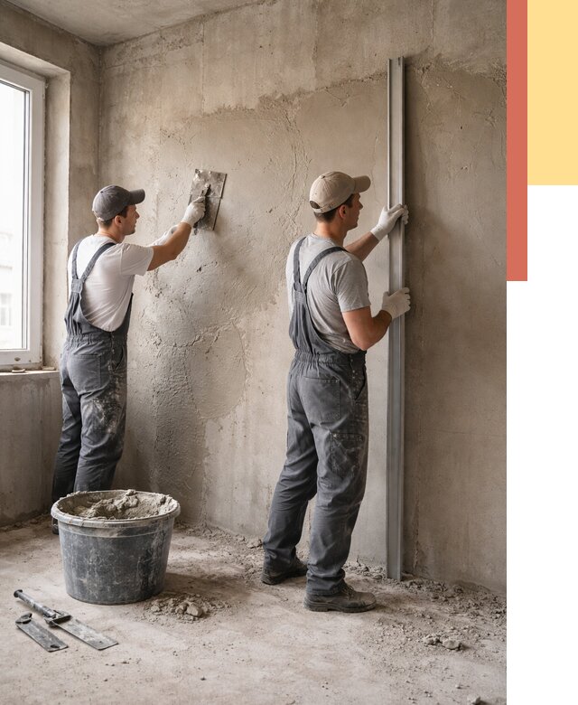 Штукатурка бетонных стен в Волхове от 4711 руб/м² — качественно и быстро | ОТДЕЛОЧНИК-Влх