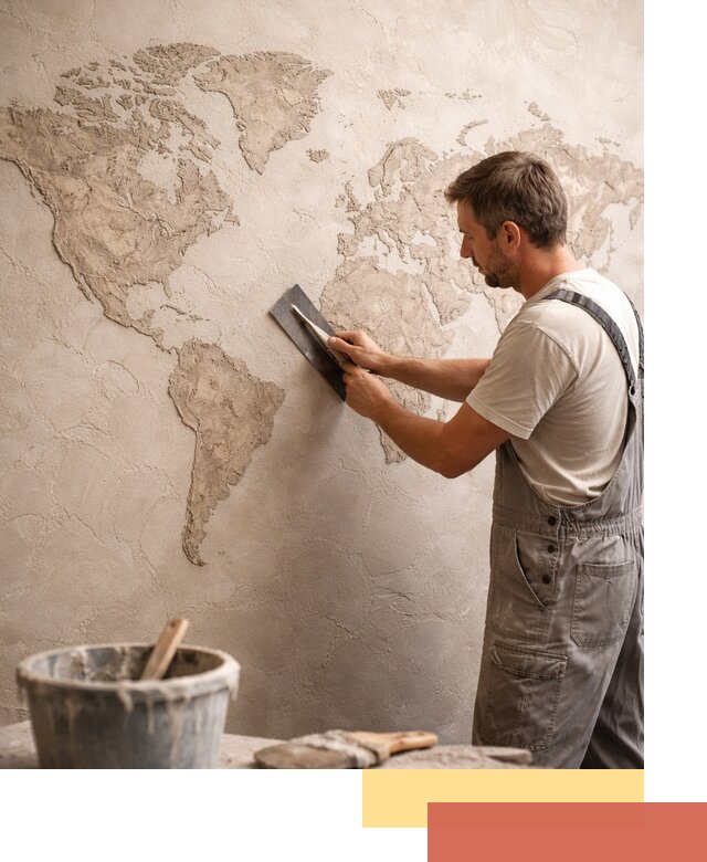 Декоративная штукатурка «Карта мира» под ключ в Волхове