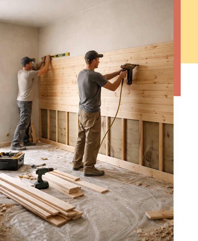 Монтаж деревянной вагонки на стены в Волхове от 7851 руб. | Услуги монтажа вагонки | ОТДЕЛОЧНИК-Влх