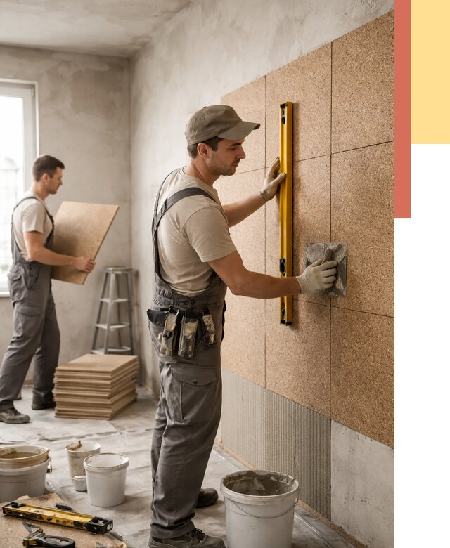 Монтаж пробковых панелей на стены в Волхове от 3664 руб. — ОТДЕЛОЧНИК-Влх