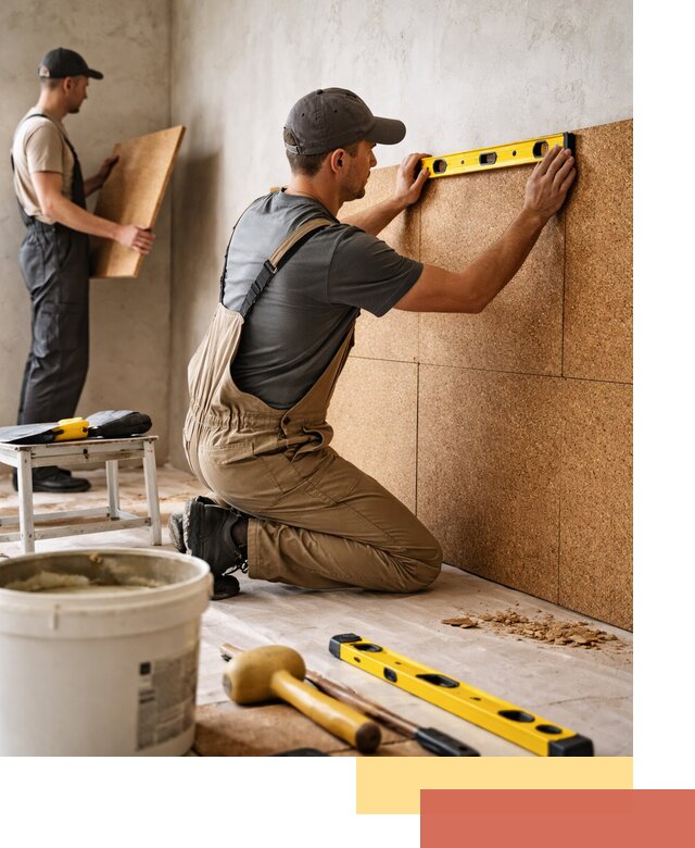 Монтаж пробковых панелей на стены в Волхове быстро и качественно