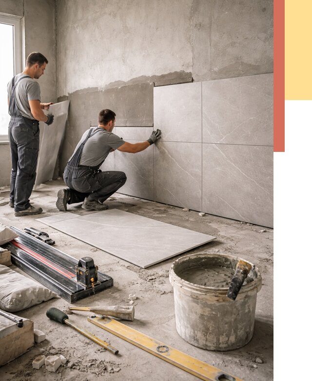 Облицовка стен керамогранитом в Волхове от 4397 руб./м² — услуги под ключ | ОТДЕЛОЧНИК-Влх