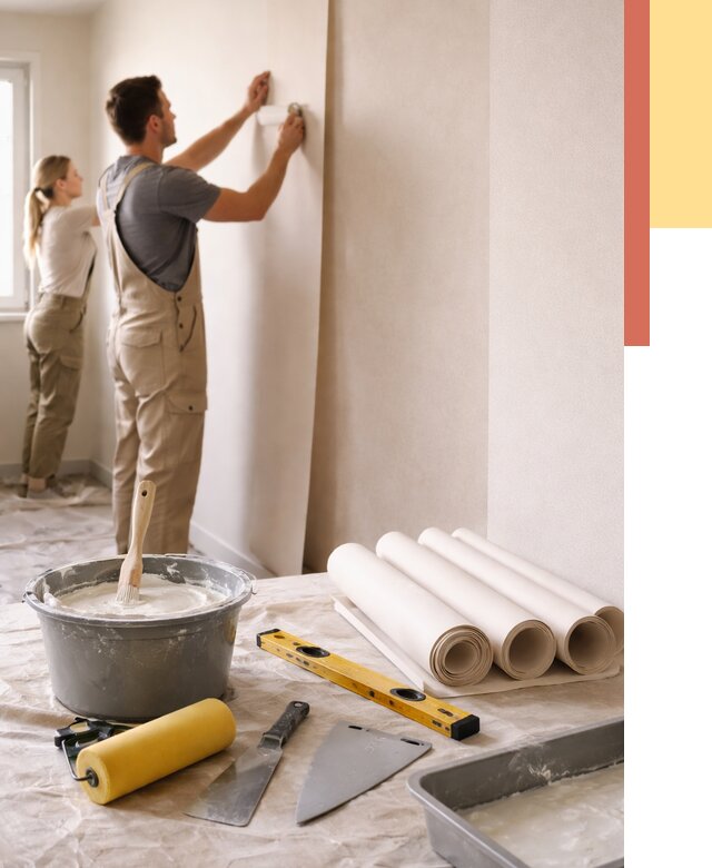 Поклейка бумажных обоев в Волхове от 5757 руб./м2 — быстро и недорого | ОТДЕЛОЧНИК-Влх