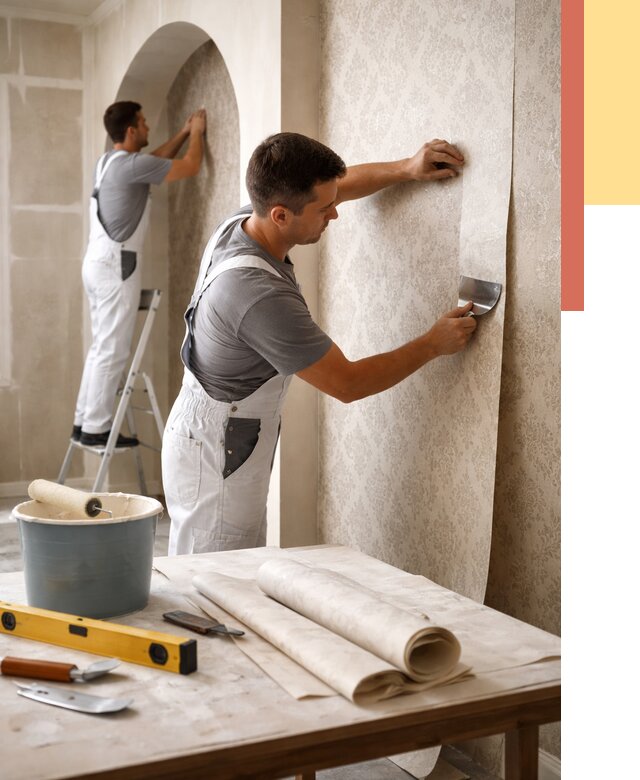 Поклейка обоев на сложные стены в Волхове от 2931 руб. под ключ | ОТДЕЛОЧНИК-Влх