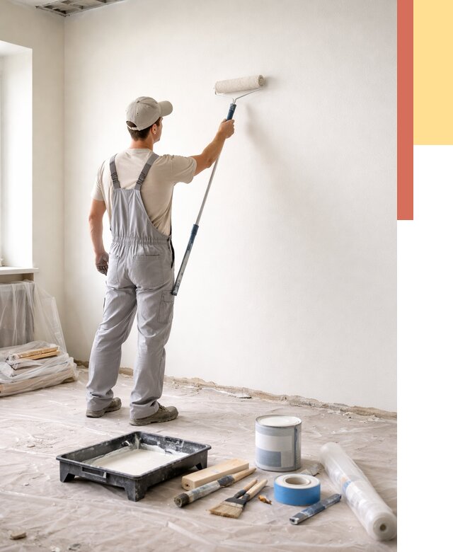 Покраска стен водоэмульсионной краской в Волхове от 471 руб. за м² | ОТДЕЛОЧНИК-Влх