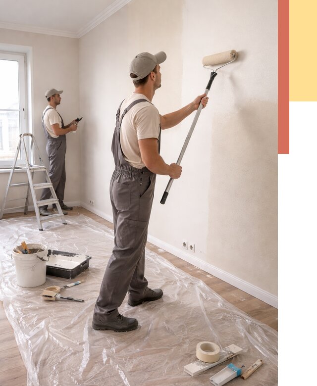 Покраска стен акриловой краской в Волхове от 3664 руб./м² — быстро и недорого | ОТДЕЛОЧНИК-Влх