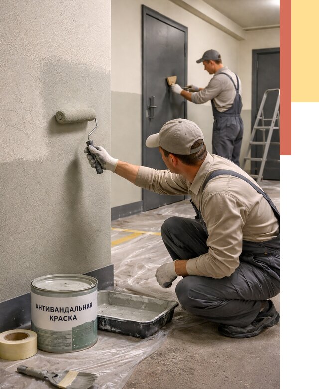 Покраска стен антивандальной краской в Волхове от 4711 руб./м² под ключ | ОТДЕЛОЧНИК-Влх