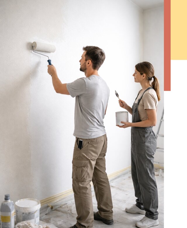 Окраска стен по стеклохолсту в Волхове от 4711 руб/м² под ключ | ОТДЕЛОЧНИК-Влх