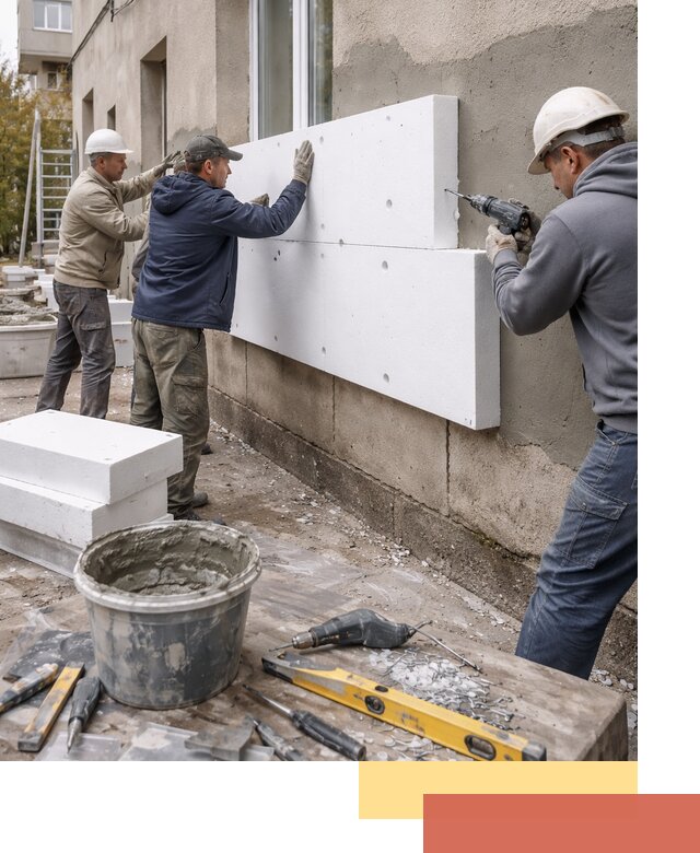 Утепление наружных стен пенопластом в Волхове