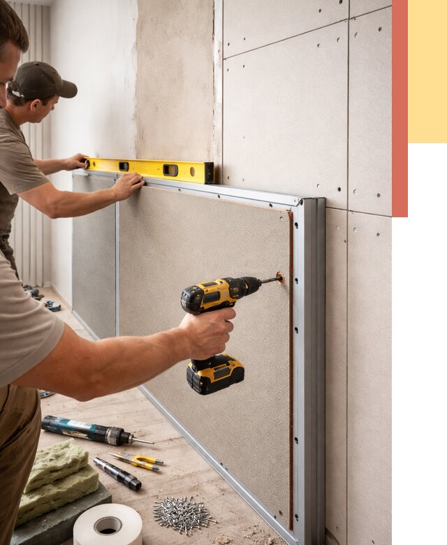 Шумоизоляция стен панелями ЗИПС в Волхове от 2303 руб./м² под ключ | ОТДЕЛОЧНИК-Влх