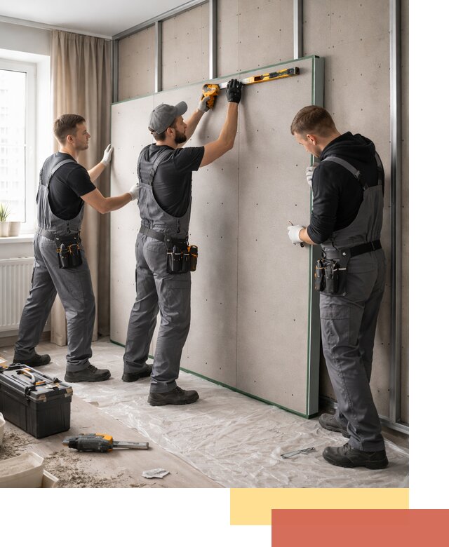 Шумоизоляция стен панелями ЗИПС в Волхове для жилых и коммерческих помещений