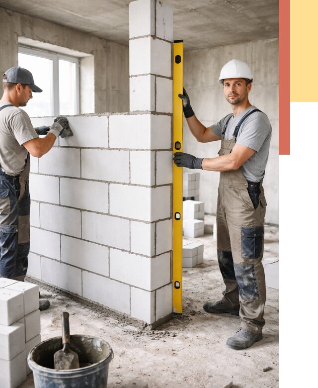 Кладка перегородок из пеноблока в Волхове от 1884 руб. под ключ | ОТДЕЛОЧНИК-Влх