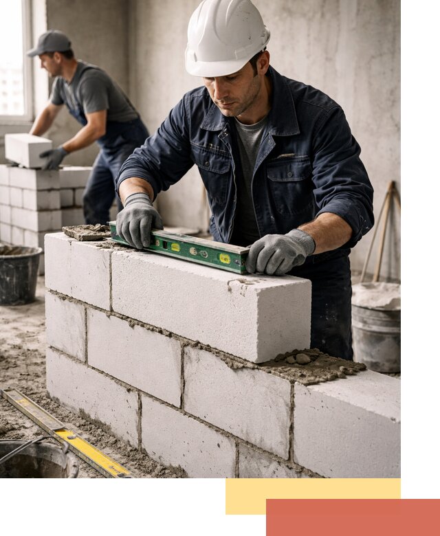 Кладка перегородок из пеноблока под ключ в Волхове