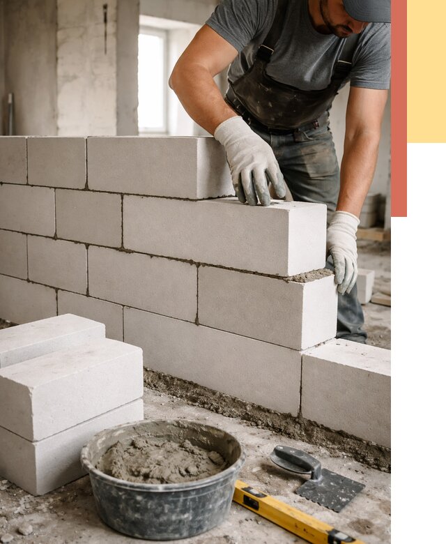 Кладка перегородок из силикатного блока в Волхове от 4187 руб. под ключ | ОТДЕЛОЧНИК-Влх