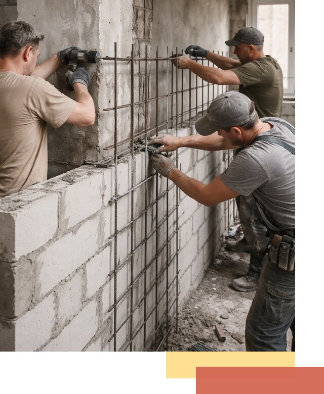 Армирование кладки перегородок в Волхове профессионально и надёжно