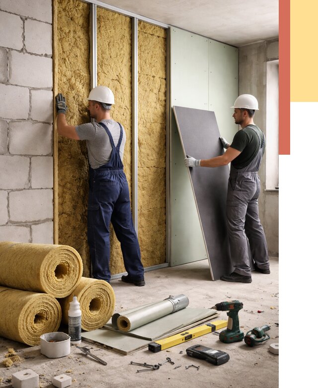 Шумоизоляция перегородок из блоков в Волхове от 1937 руб./м² — быстро и недорого | ОТДЕЛОЧНИК-Влх