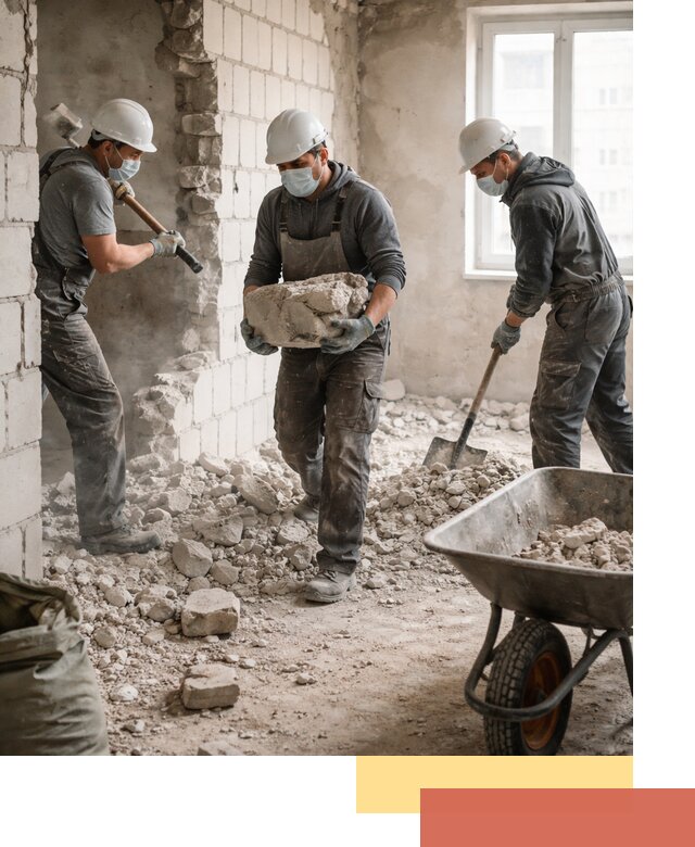 Демонтаж блочных перегородок в Волхове быстро и аккуратно