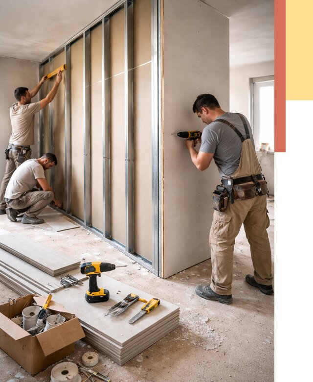 Монтаж однослойной перегородки из гипсокартона в Волхове от 680 руб. | ОТДЕЛОЧНИК-Влх