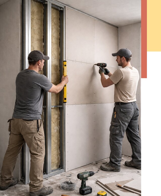 Монтаж двухслойной перегородки из гипсокартона в Волхове от 1518 руб. | ОТДЕЛОЧНИК-Влх