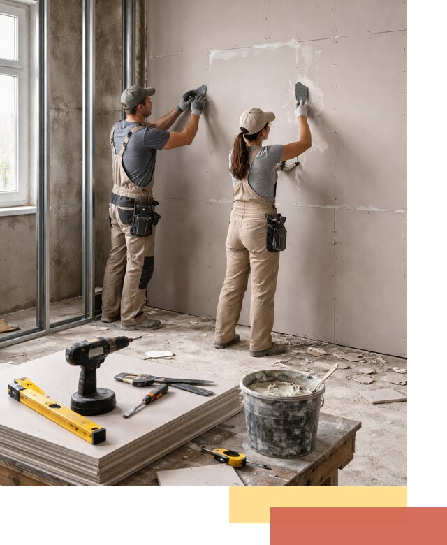 Монтаж двухслойной перегородки из гипсокартона в Волхове