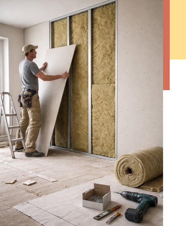 Перегородка из гипсокартона с шумоизоляцией в Волхове от 3266 руб. | ОТДЕЛОЧНИК-Влх