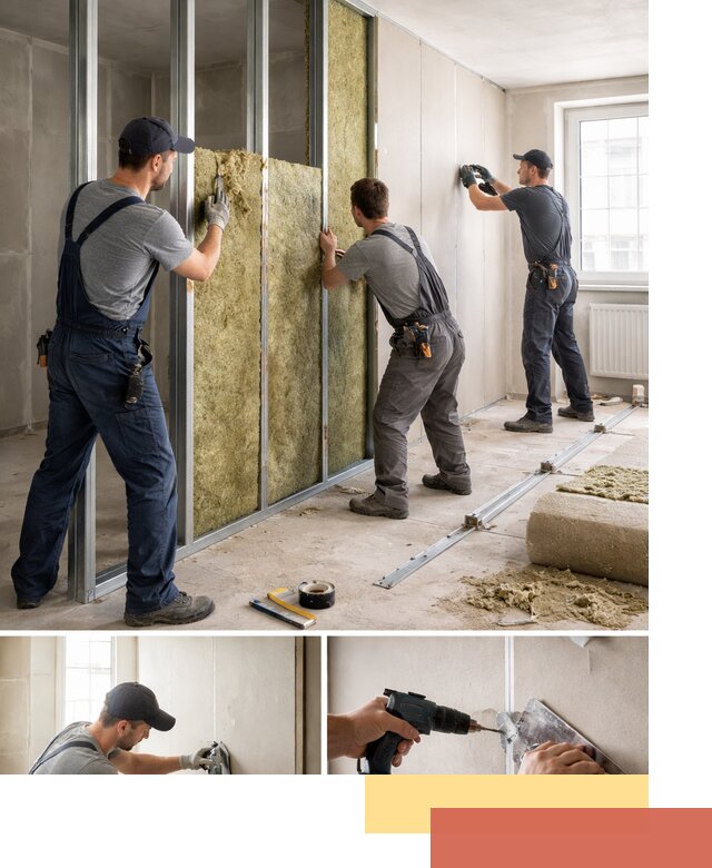 Перегородка из гипсокартона с шумоизоляцией в Волхове — монтаж под ключ