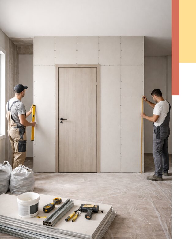 Перегородка из гипсокартона с дверью в Волхове от 4711 руб. под ключ | ОТДЕЛОЧНИК-Влх