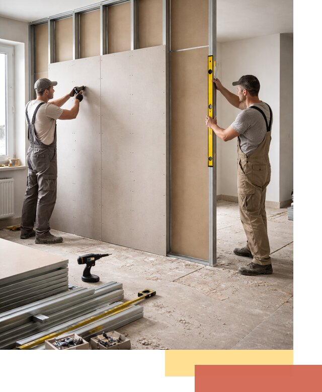 Зонирующая перегородка из гипсокартона под ключ в Волхове