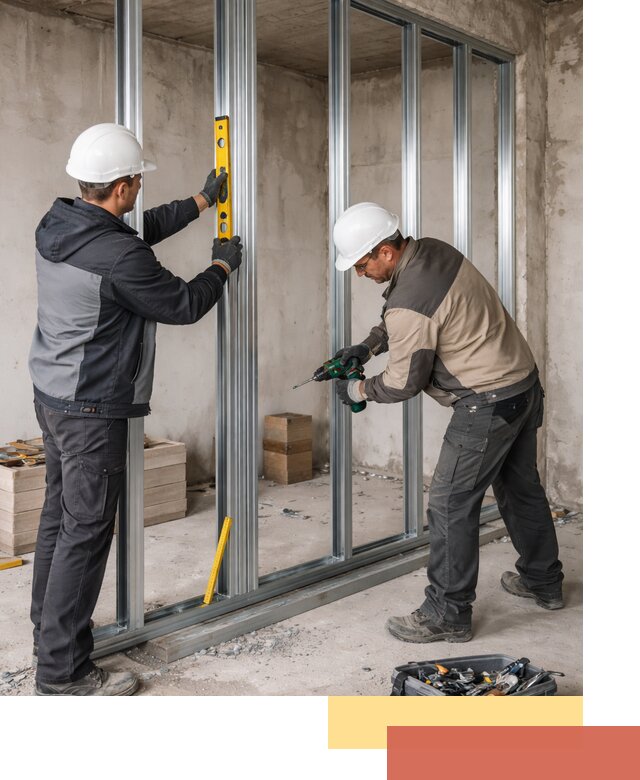 Монтаж каркаса перегородки из профиля в Волхове