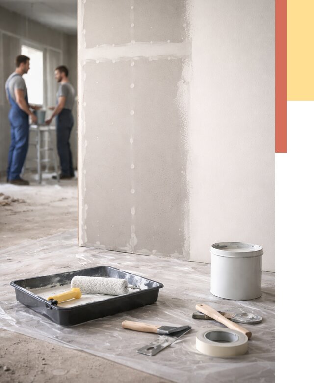 Покраска перегородок из гипсокартона в Волхове от 4711 руб. под ключ | ОТДЕЛОЧНИК-Влх