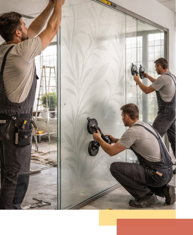 Стеклянные перегородки с рисунком на заказ в Волхове