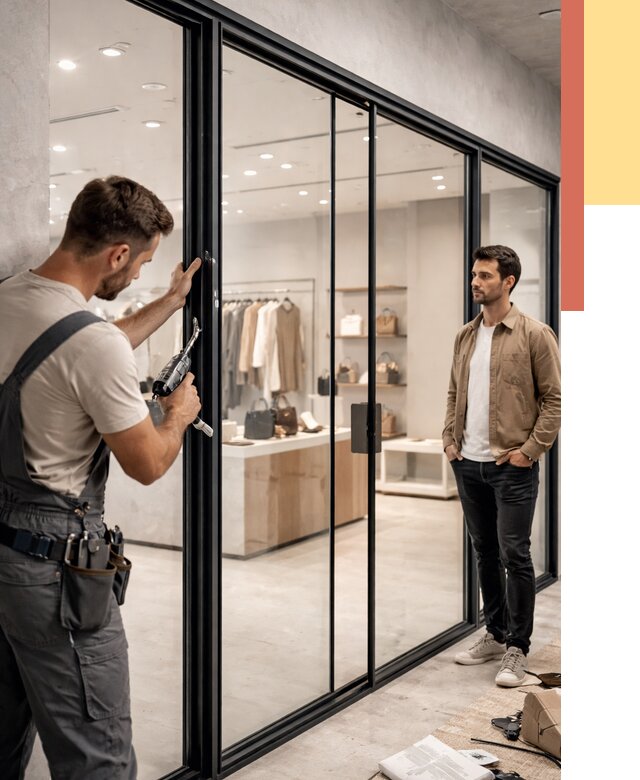 Стеклянные перегородки для магазинов в Волхове от 8584 руб. под ключ | ОТДЕЛОЧНИК-Влх