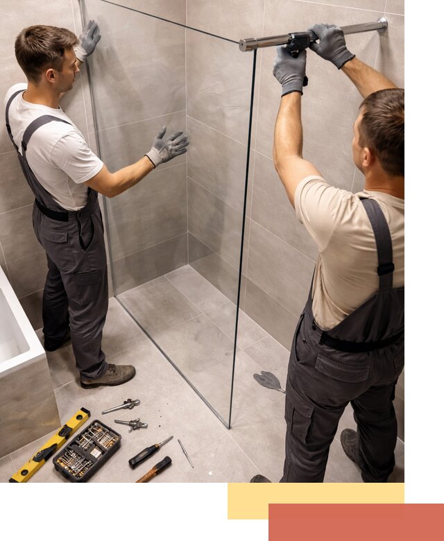 Стеклянные перегородки для душа в Волхове — изготовление и монтаж