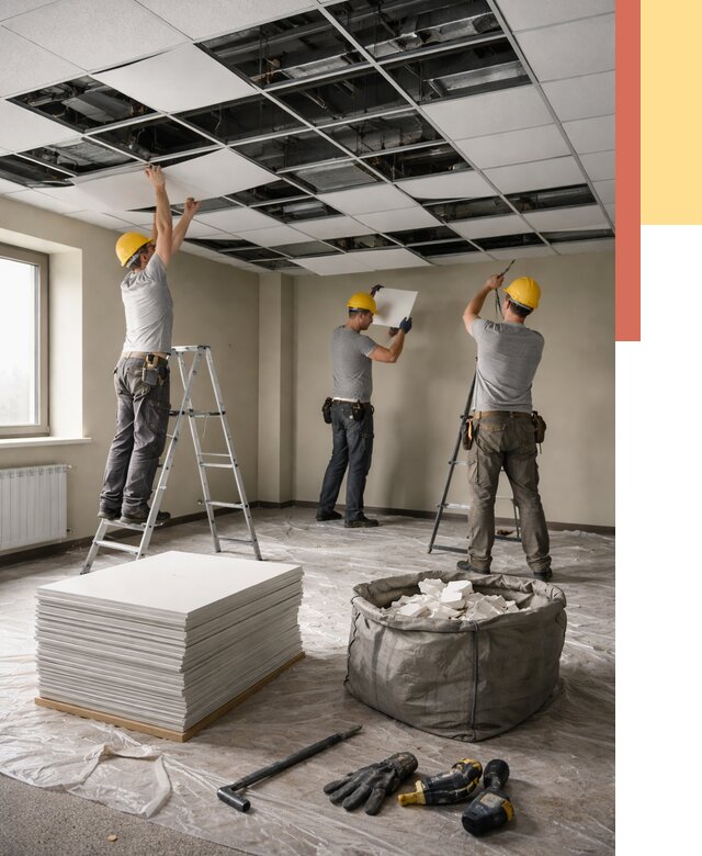 Демонтаж потолка Армстронг в Волхове от 4711 руб. быстро и недорого | ОТДЕЛОЧНИК-Влх