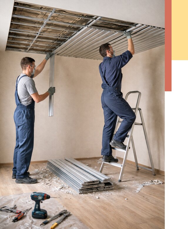 Демонтаж реечного потолка в Волхове от 4711 руб. быстро и недорого | ОТДЕЛОЧНИК-Влх