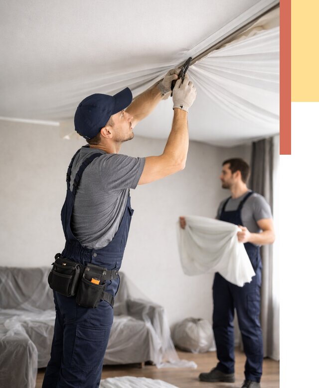 Демонтаж натяжного потолка в Волхове от 4711 руб. — снятие и разбор под ключ | ОТДЕЛОЧНИК-Влх