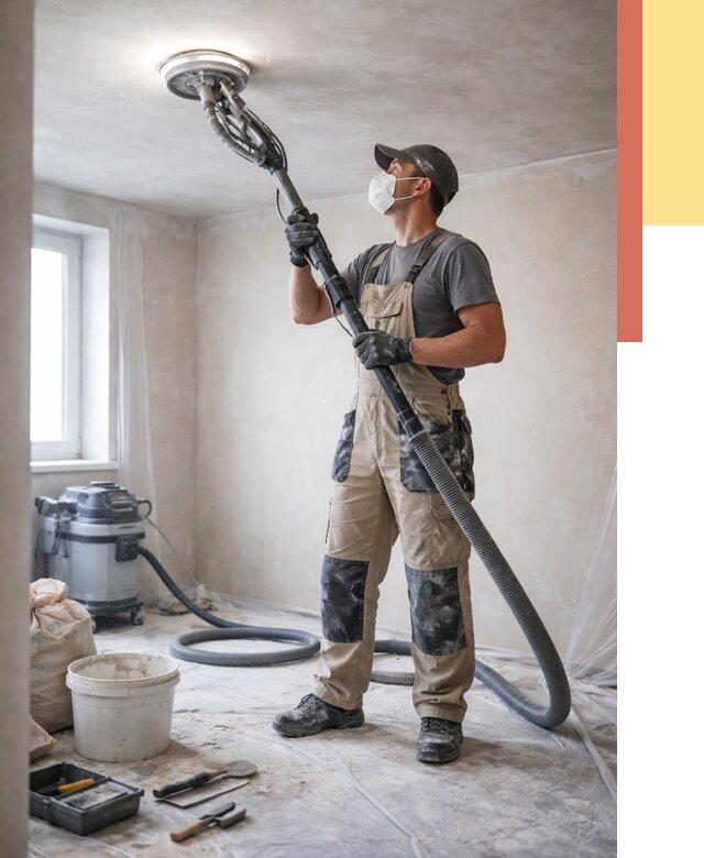 Шлифовка потолка в Волхове от 3664 руб. — услуги шлифования потолка | ОТДЕЛОЧНИК-Влх