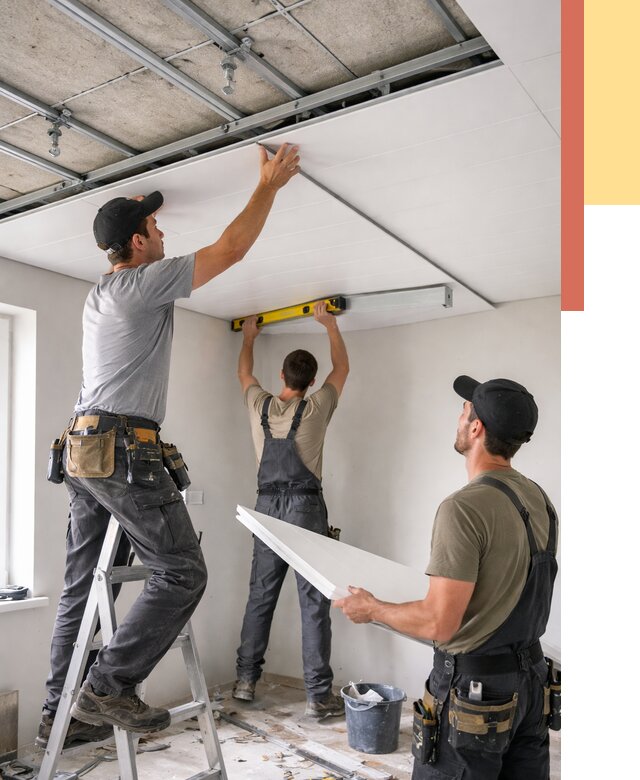 Монтаж потолка из ПВХ панелей в Волхове от 3664 руб./м2 — быстро и недорого | ОТДЕЛОЧНИК-Влх