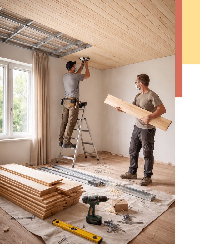 Монтаж потолка из вагонки в Волхове от 6804 руб. | Быстро и недорого — ОТДЕЛОЧНИК-Влх