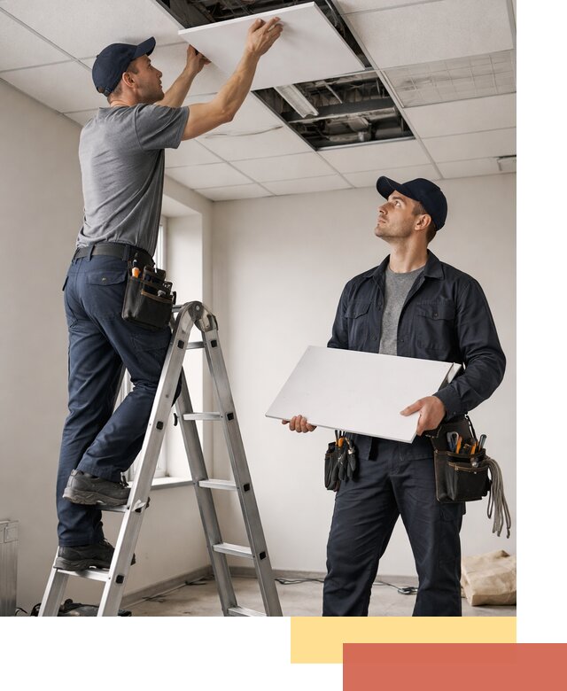 Обслуживание подвесного потолка в Волхове — ремонт и чистка